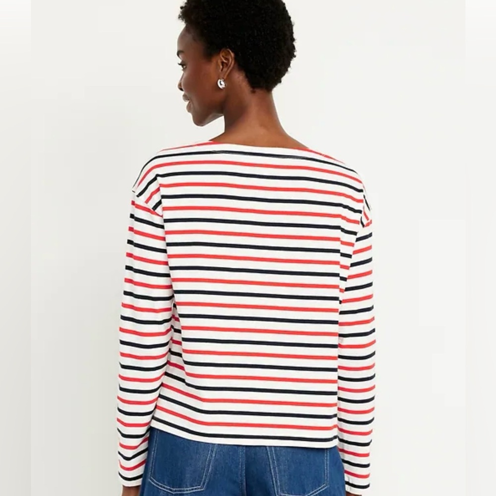 Old Navy Red, White and Blue Mariner Striped Long Sleeve T-Shirt - Picture 2 of 3